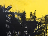 Hugo Correa, Ya no hay ciudad, acrílico sobre tela, 120 x 120 cm., 2022